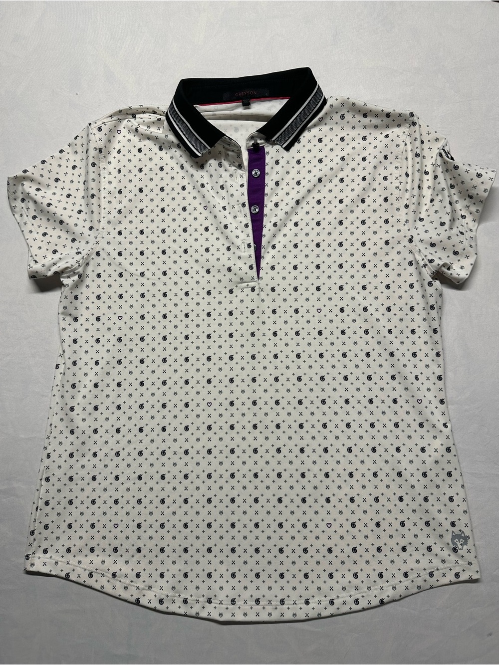 Womens Greyson Scarlett Golf Polo - Wolf Print - Size Large - EUC